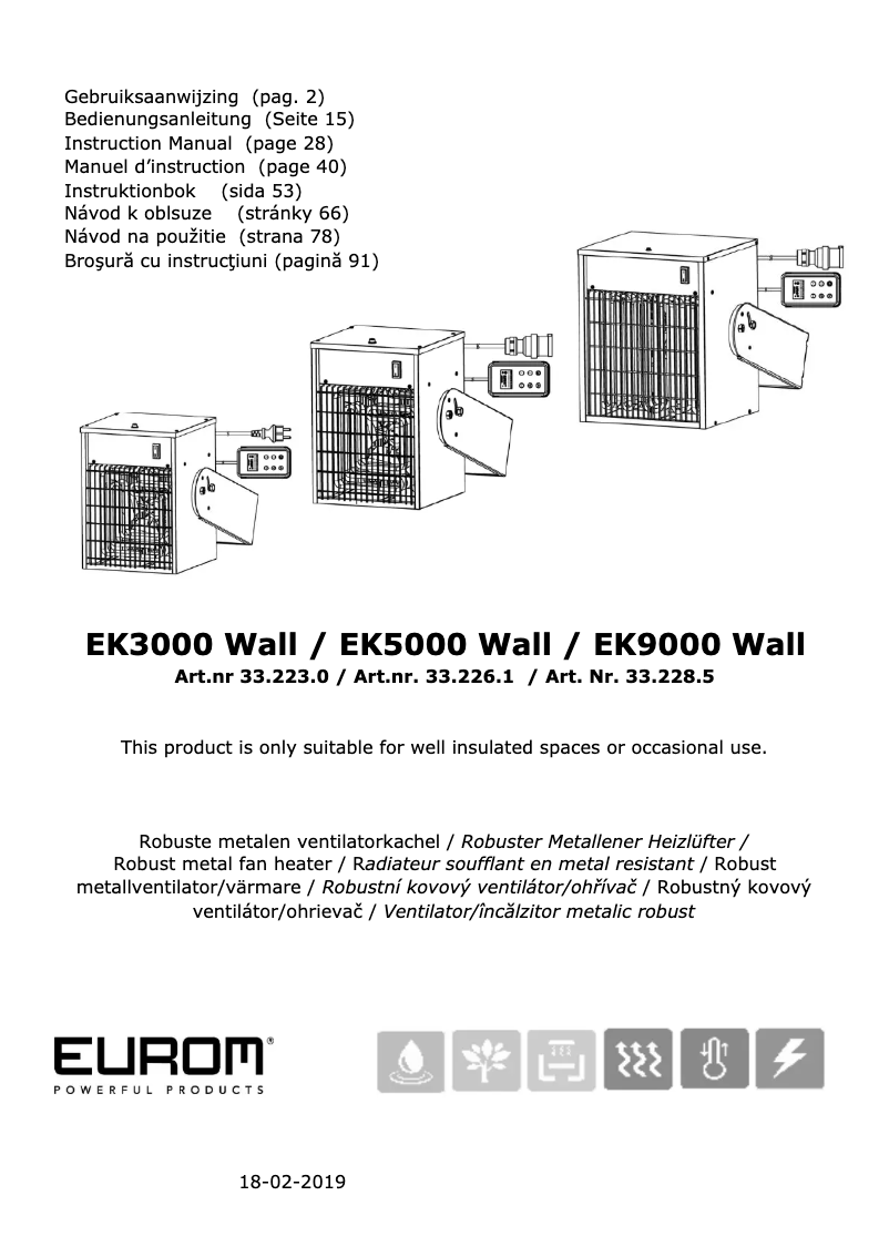 Page n°1 - Manuel utilisateur Eurom EK5000 Wall