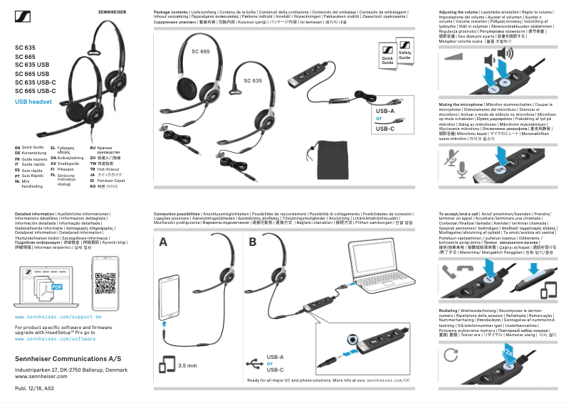 Page n°1 - Manuel utilisateur Sennheiser SC 665 USB-C