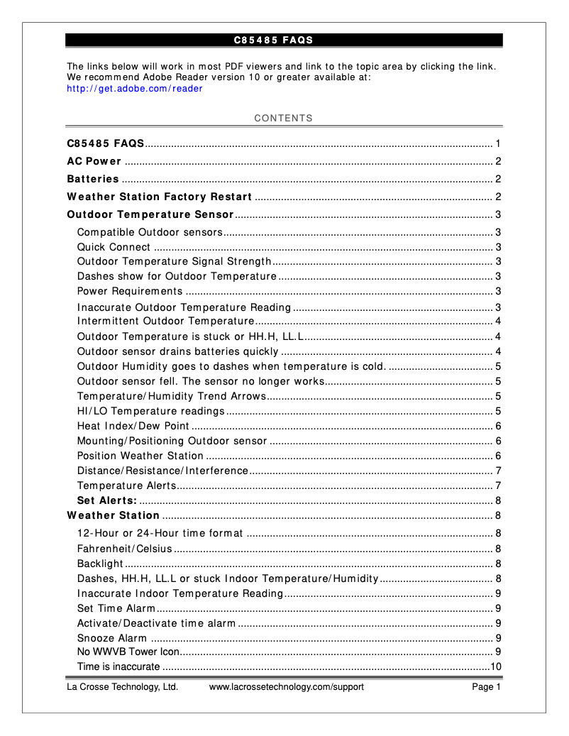 Page n°1 - FAQ La Crosse Technology C85845V5