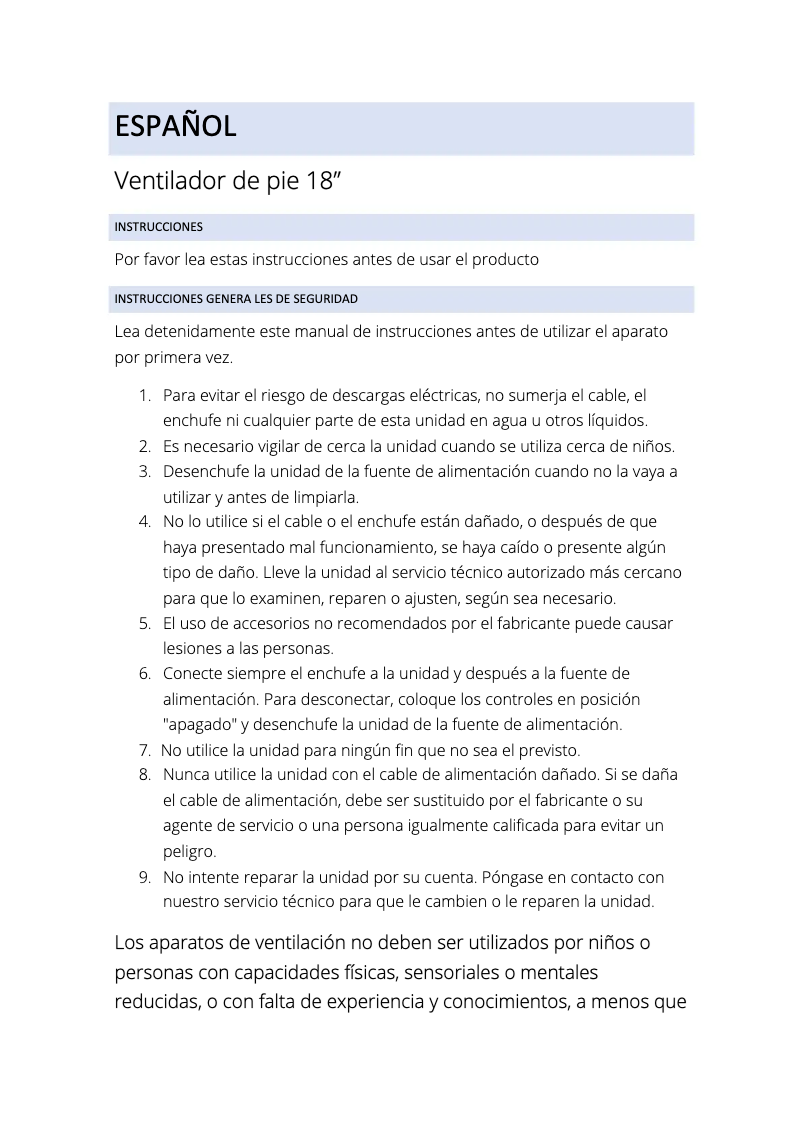 Page 1 de la notice Manuel utilisateur SVAN SVVE18R