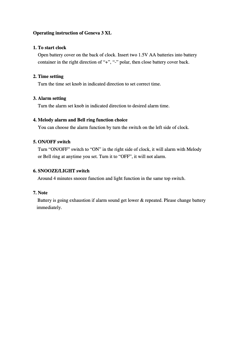 Page n°1 - Manuel utilisateur Techno Line Modell 3XL