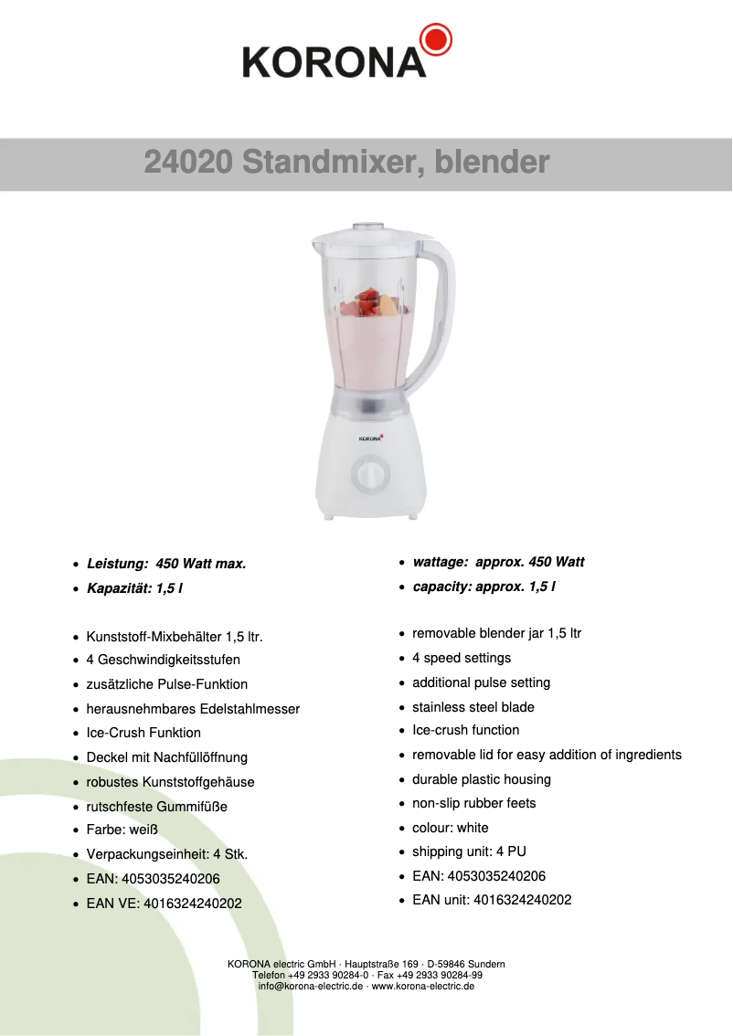 Página 1 del manual Manual de usuario Korona 24020