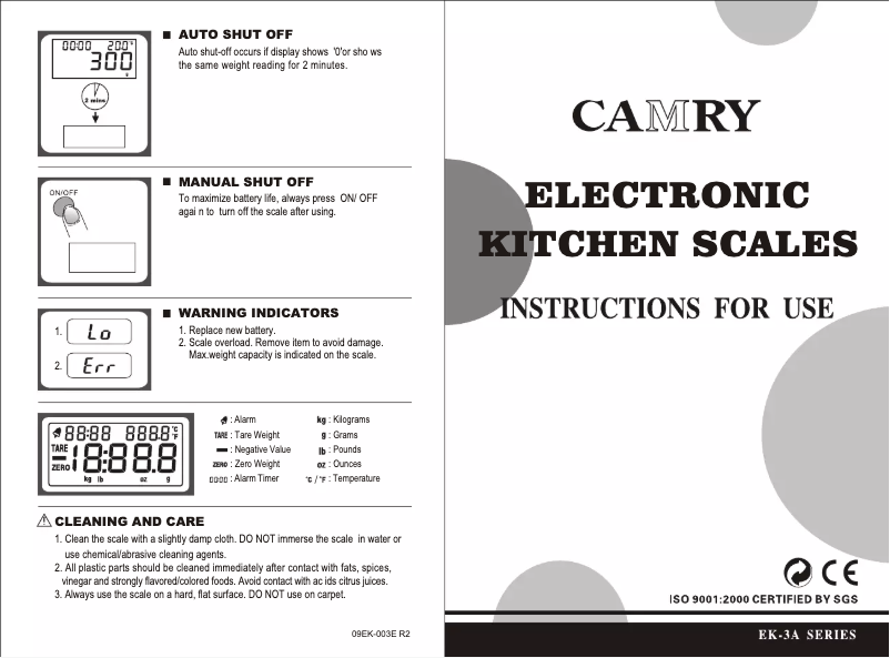 Image de la première page du manuel de l'appareil EK3052