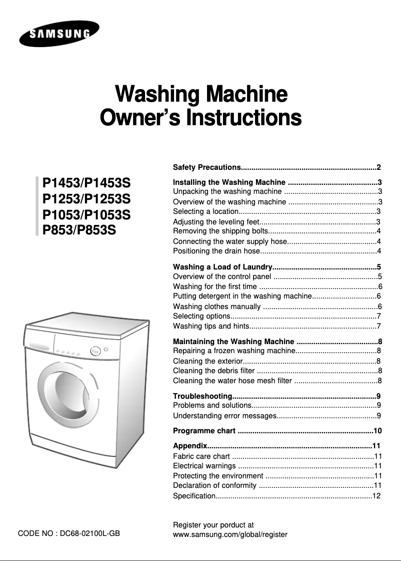 Image de la première page du manuel de l'appareil P1453S