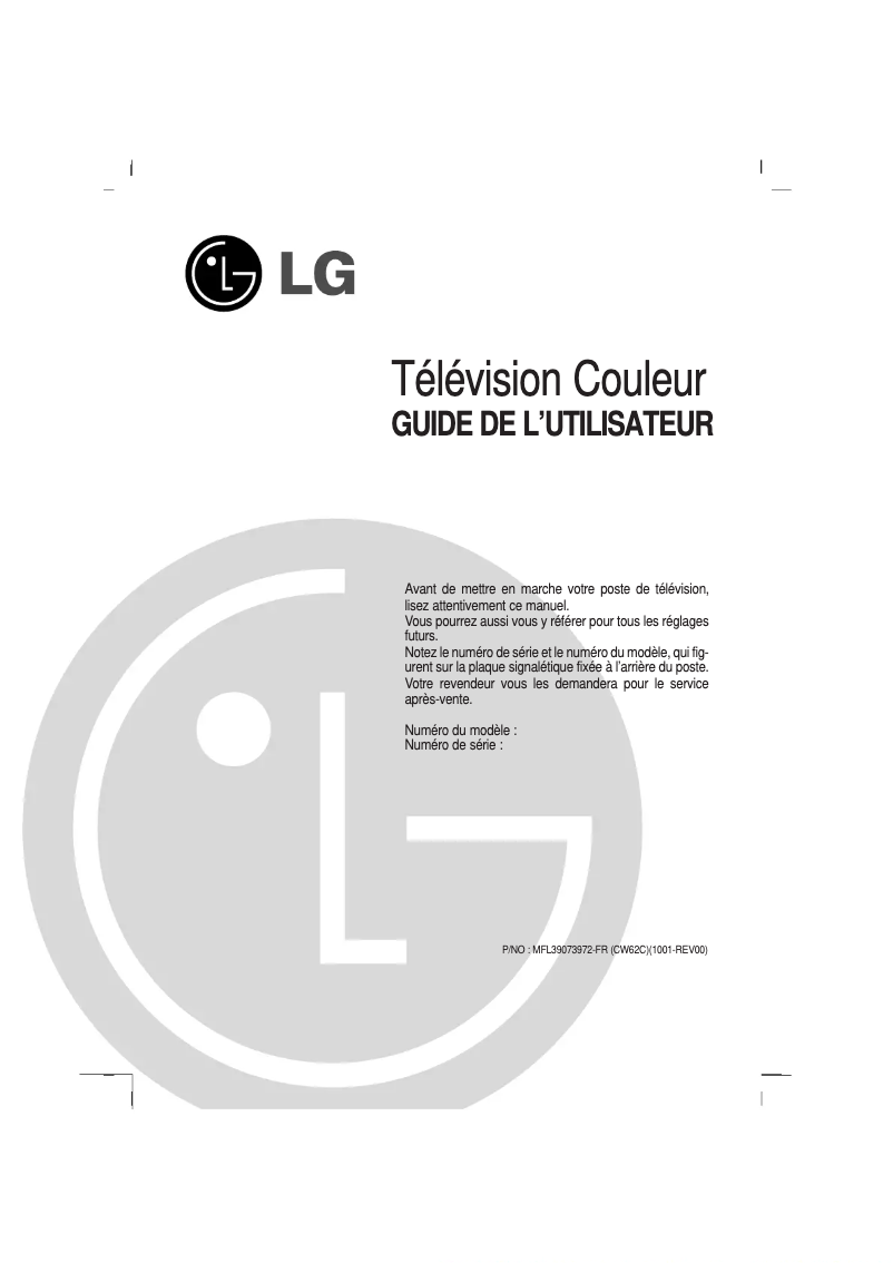 Page n°1 - Manuel utilisateur LG 29SA1RS