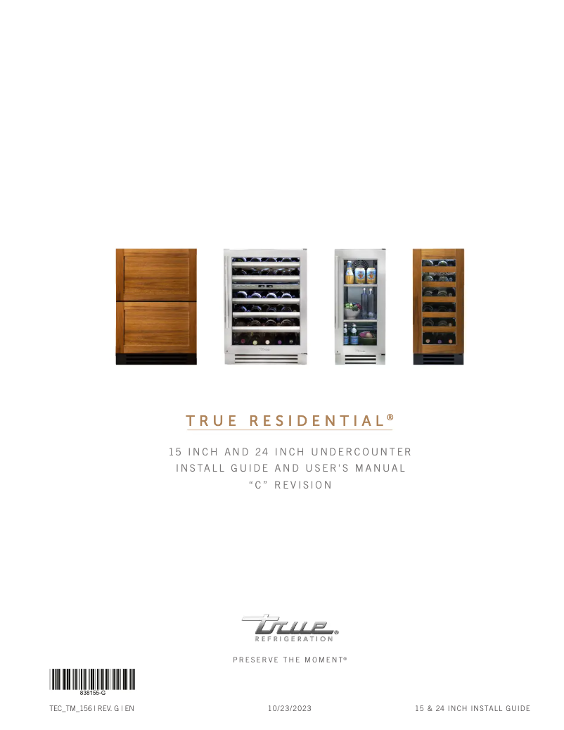 Page 1 de la notice Manuel utilisateur True TUR-24-R-SG-C