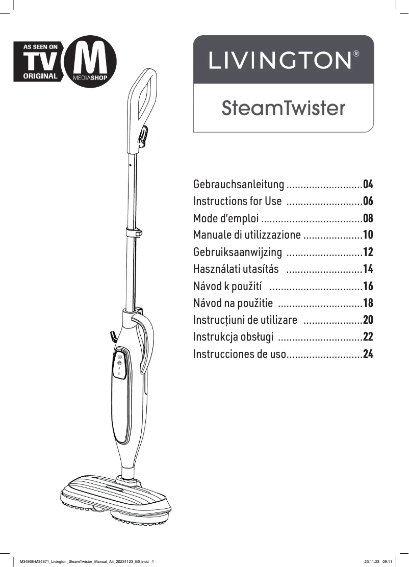 Page 1 de la notice Manuel utilisateur Livington SteamTwister