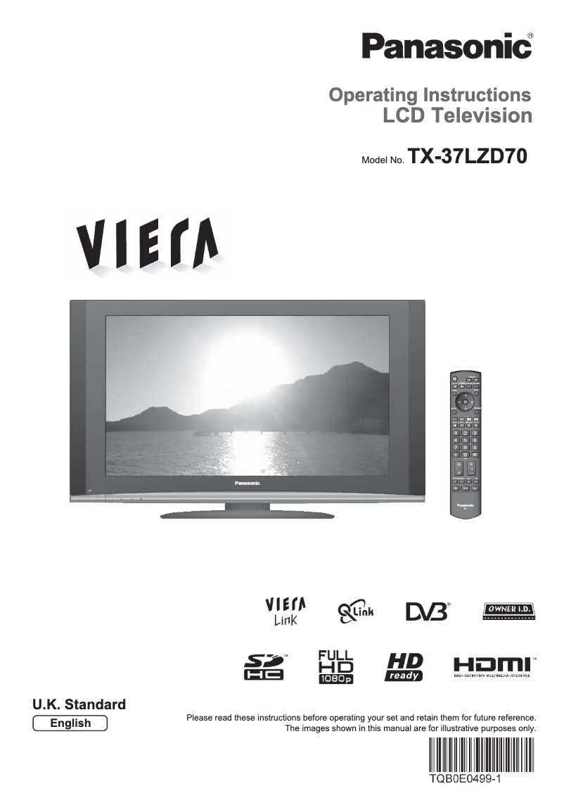 Image de la première page du manuel de l'appareil Viera TX-37LZD70