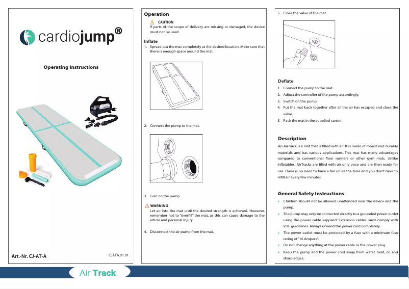 Page 1 de la notice Manuel utilisateur Cardiojump Air Track
