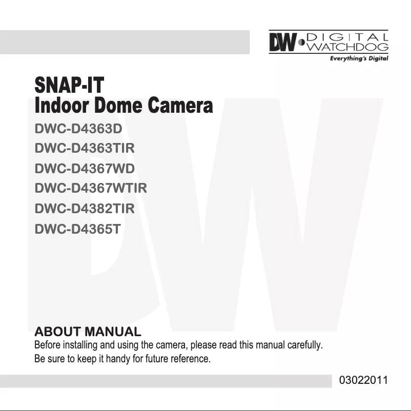 Page n°1 - Manuel utilisateur Digital Watchdog Infinity DSP DWC-D4367WTIR