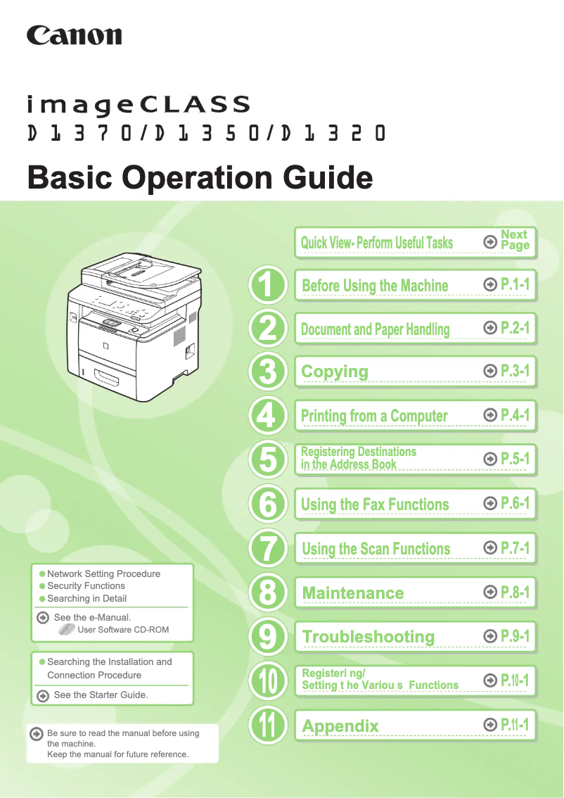 Page 1 de la notice Manuel utilisateur Canon imageClass D1370