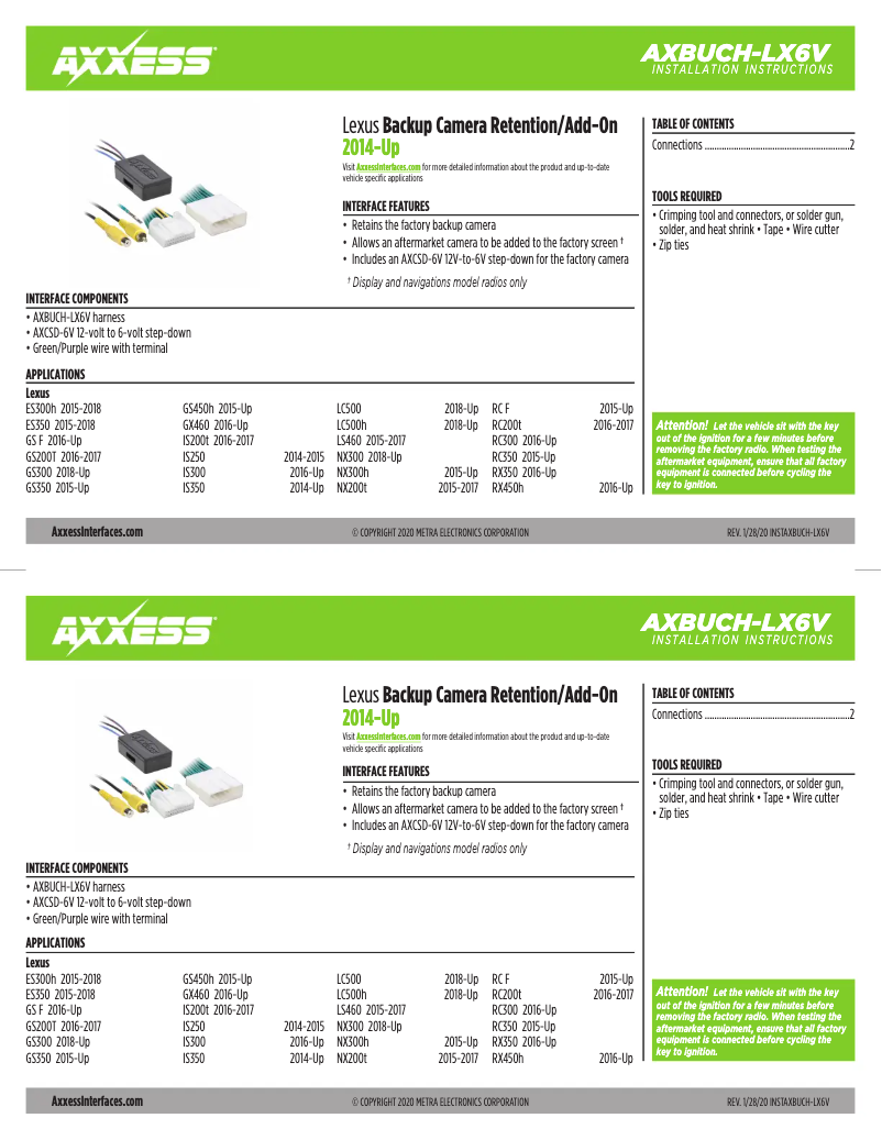 First page image of the manual for AXBUCH-LX6V