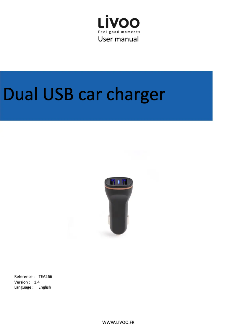 Page 1 de la notice Manuel utilisateur Livoo TEA266