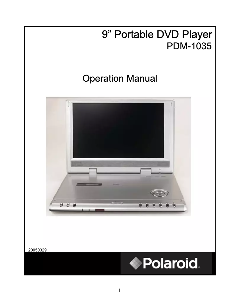 Page n°1 - Manuel utilisateur Polaroid PDM-1035