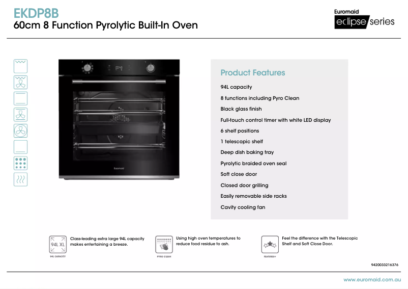 Page 1 de la notice Fiche technique Euromaid EKDP8B