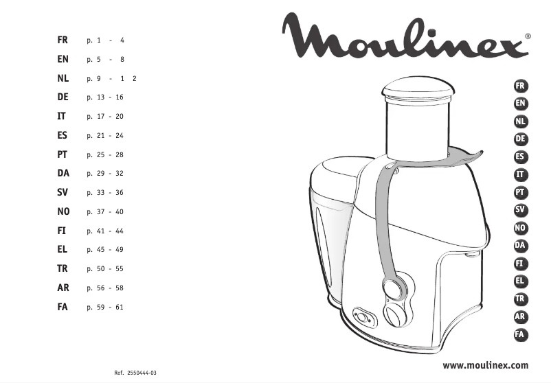 Page 1 de la notice Manuel utilisateur Tefal Frutti-Pro XL ZN4001