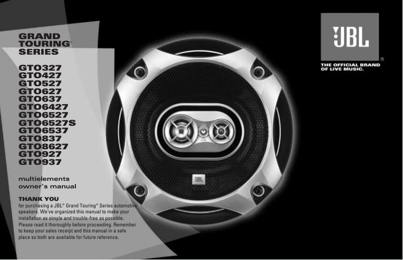 Page n°1 - Manuel utilisateur JBL GTO6827