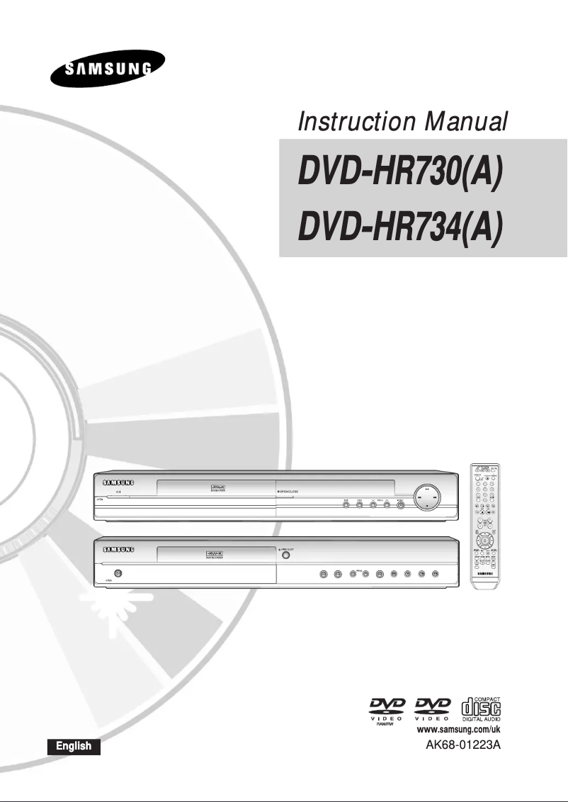 Page n°1 - Manuel utilisateur Samsung DVD-HR734A