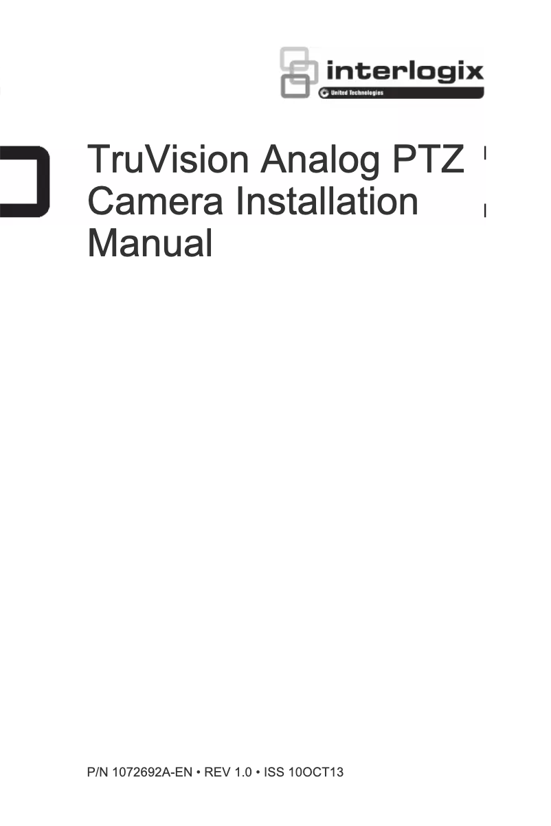 Page n°1 - Manuel utilisateur Interlogix TruVision TVP-4105