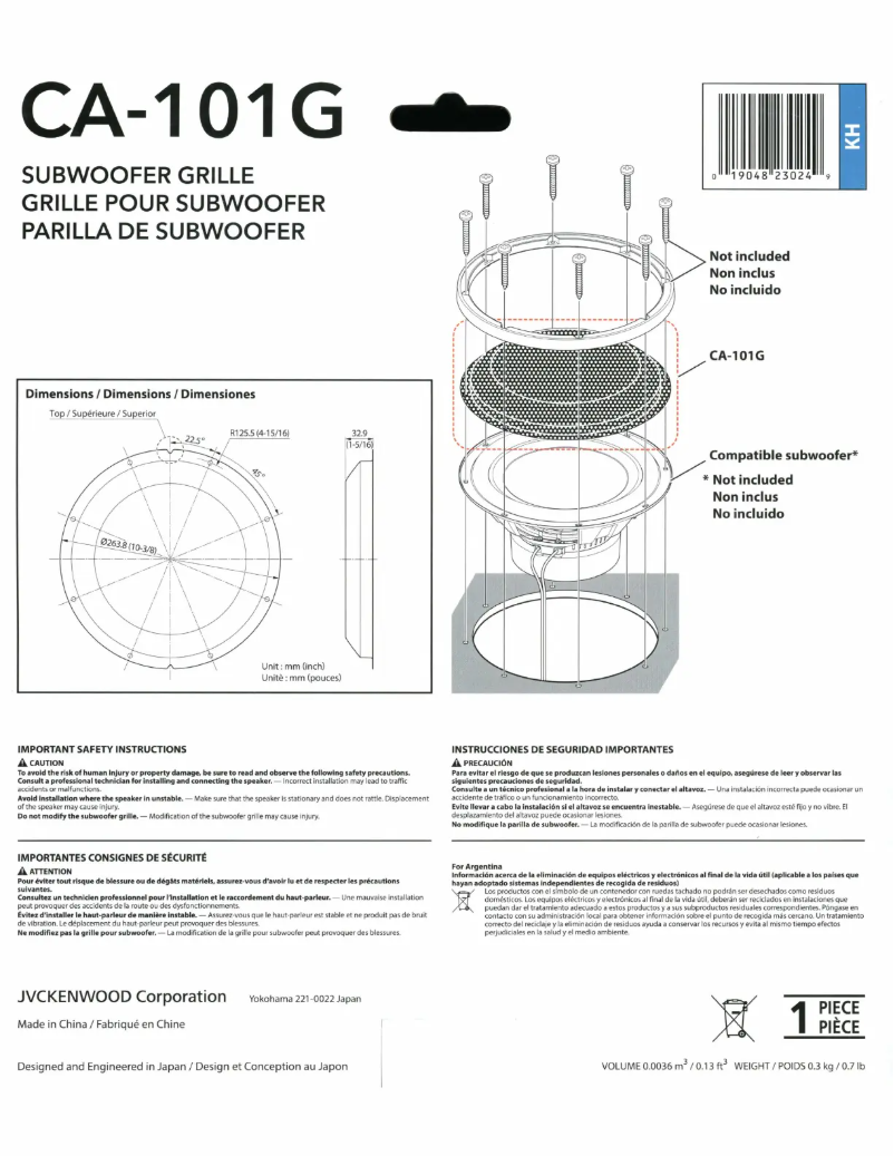 Página 1 del manual Manual de usuario Kenwood CA-101G