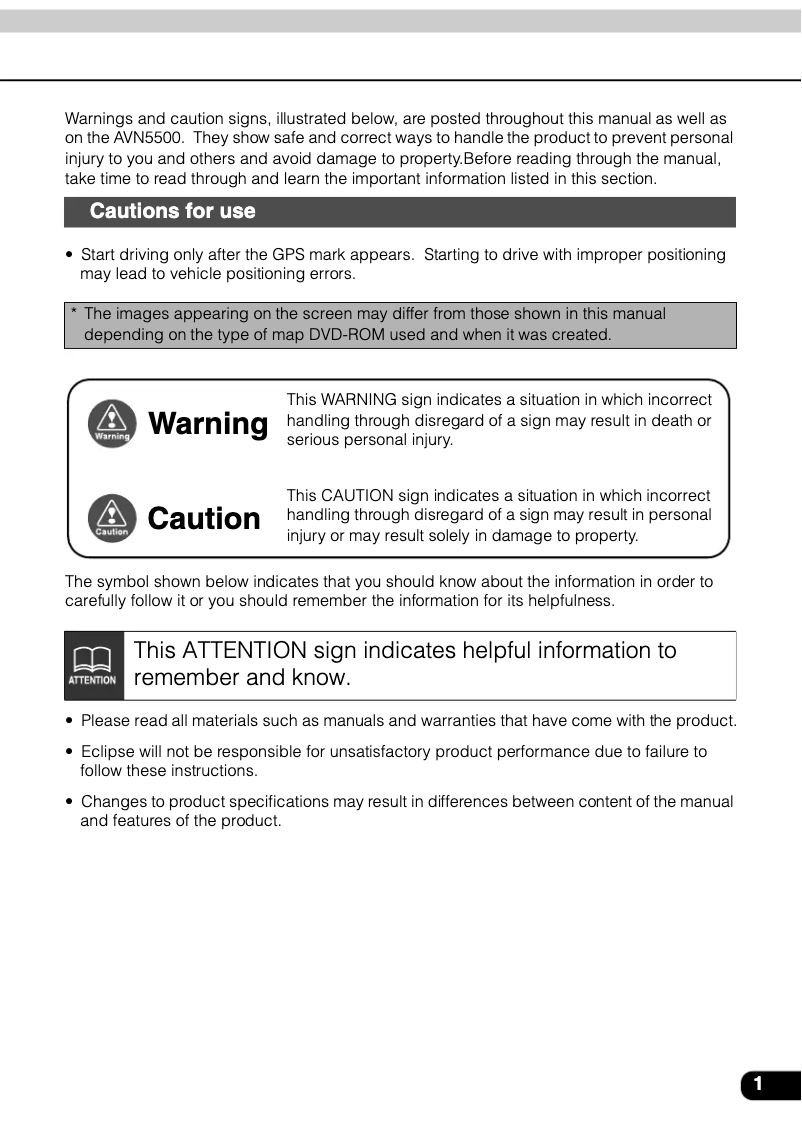 Página 1 del manual Manual de usuario Eclipse AVN5500