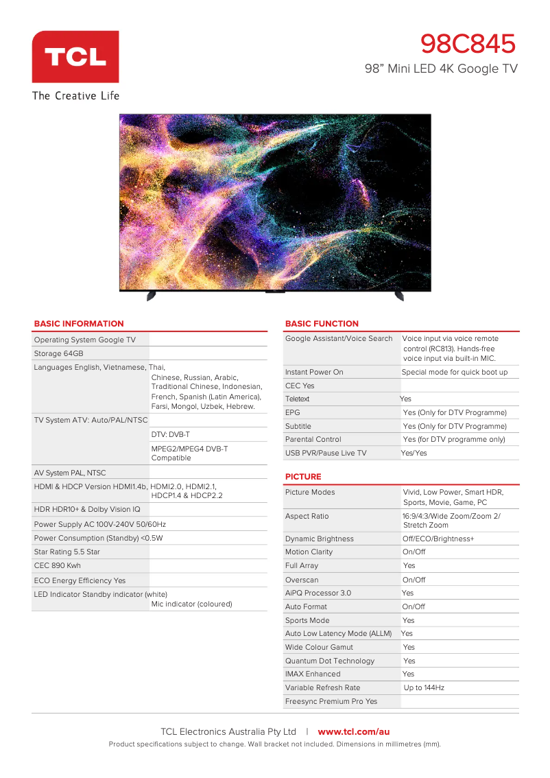 Image de la première page du manuel de l'appareil 98C845