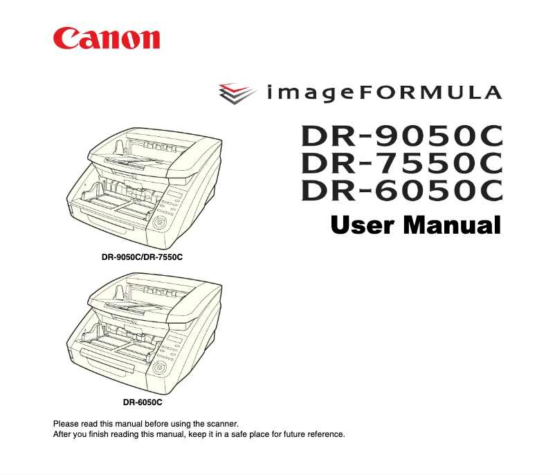 Imagen de la primera página del manual del dispositivo imageFORMULA DR-6050C
