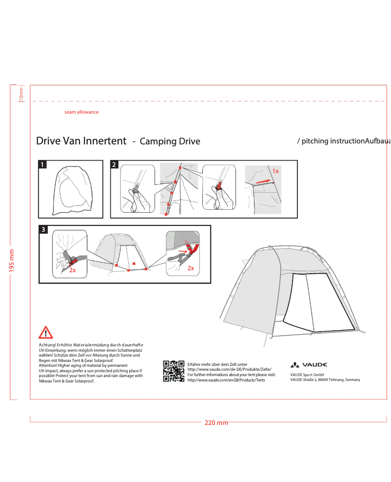 Page n°1 - Manuel utilisateur Vaude Drive Van Innertent