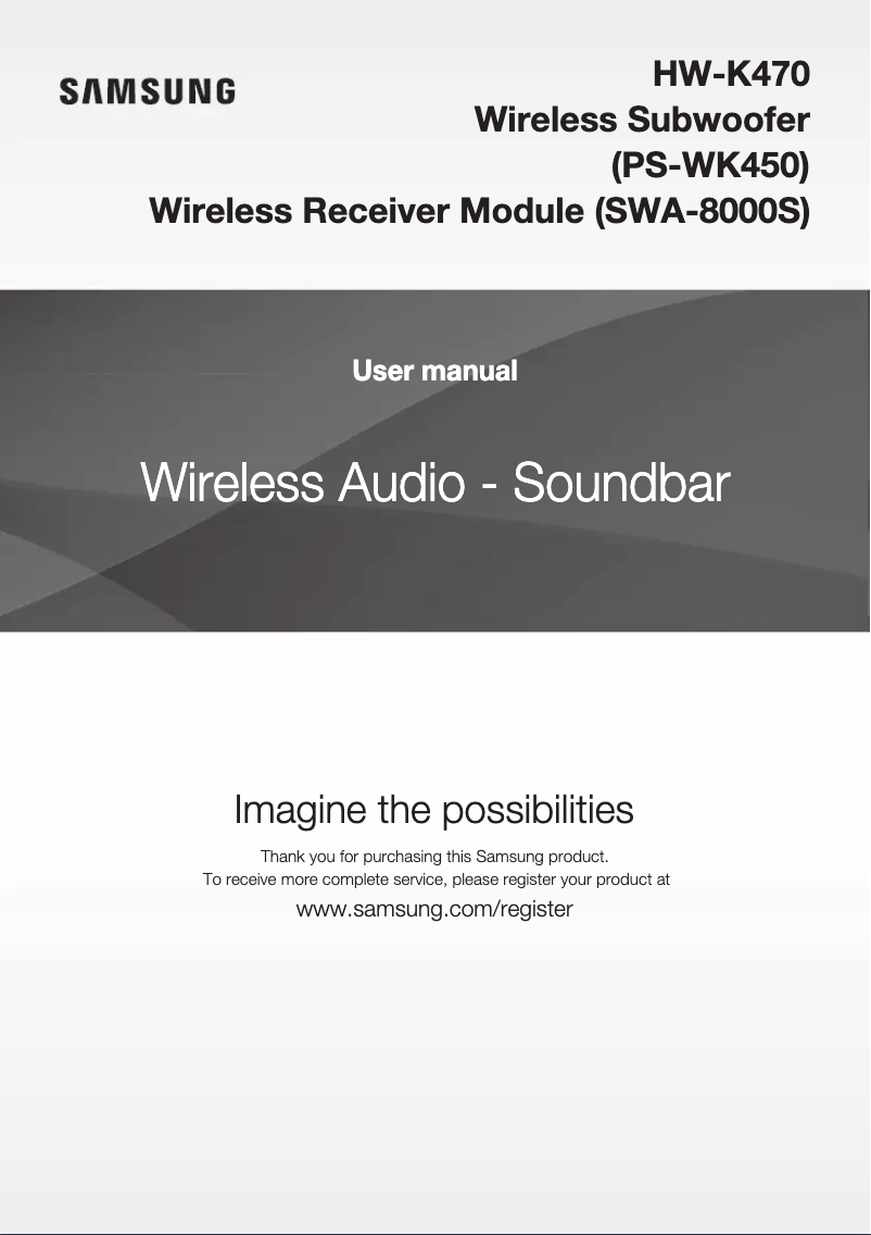 Page 1 de la notice Manuel utilisateur Samsung HW-K470