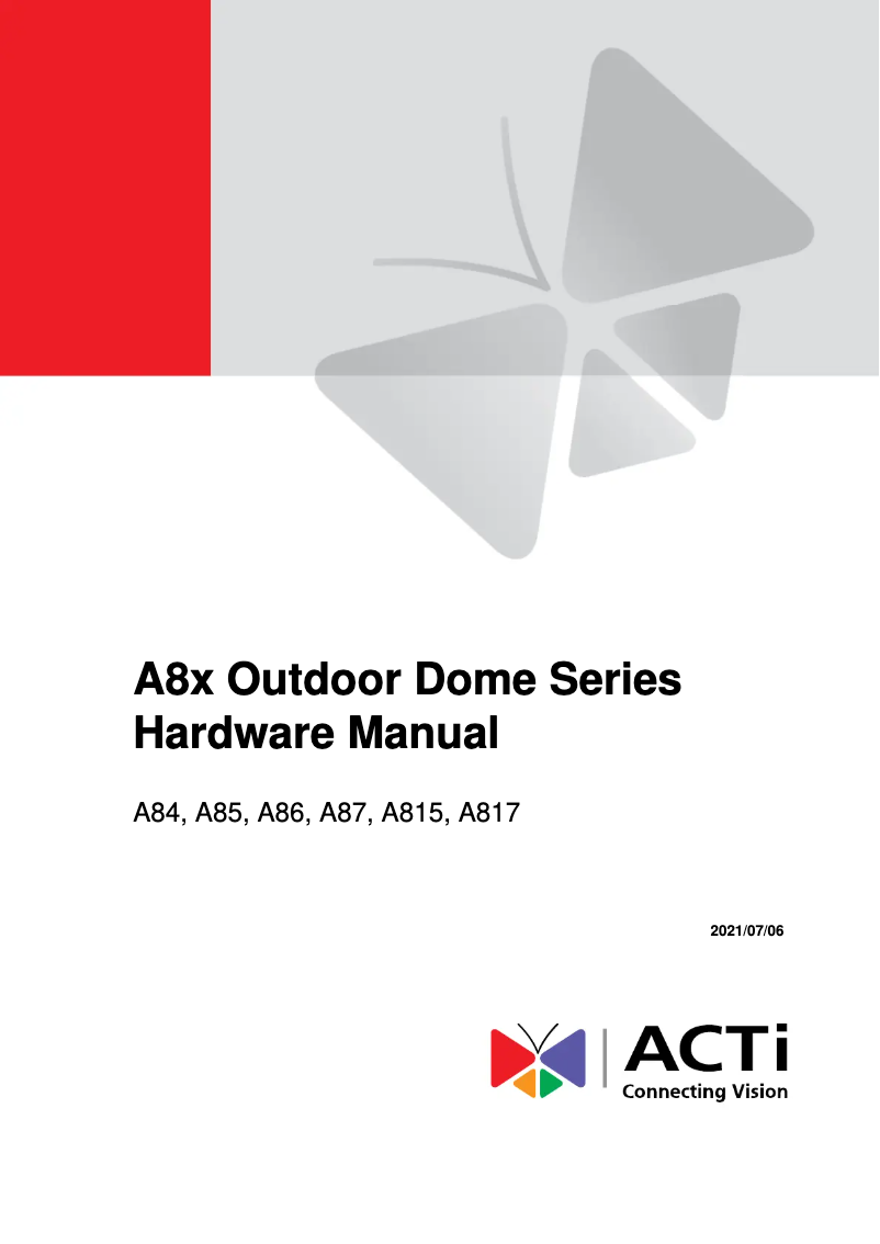 Page n°1 - Manuel utilisateur ACTi A86