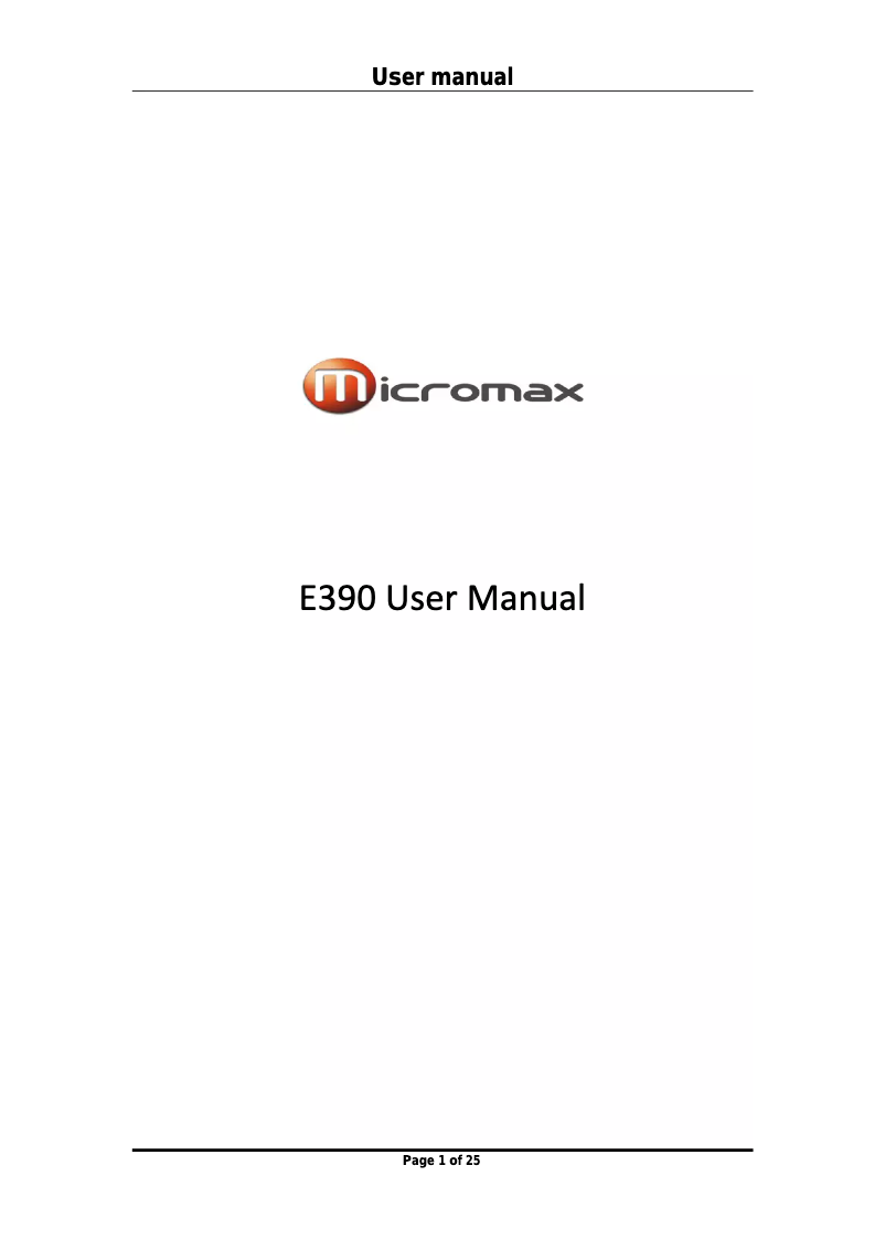 Image de la première page du manuel de l'appareil E390