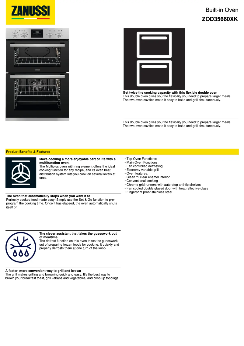 Image de la première page du manuel de l'appareil ZOD35660XK