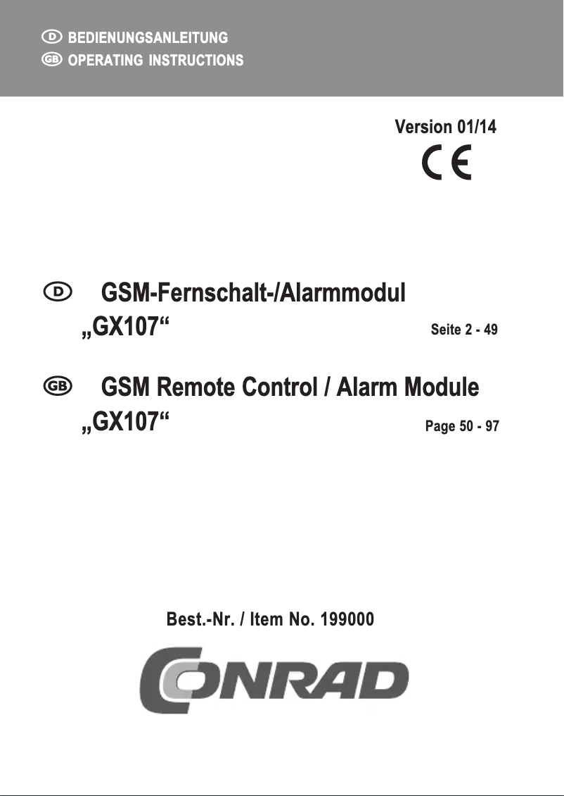 Page n°1 - Manuel utilisateur Conrad GX107