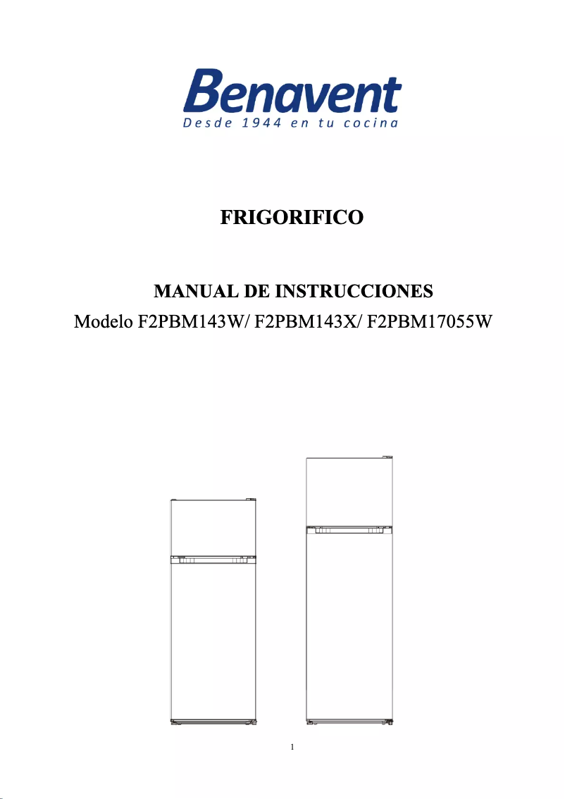 Page n°1 - Manuel utilisateur Benavent F2PBM143W