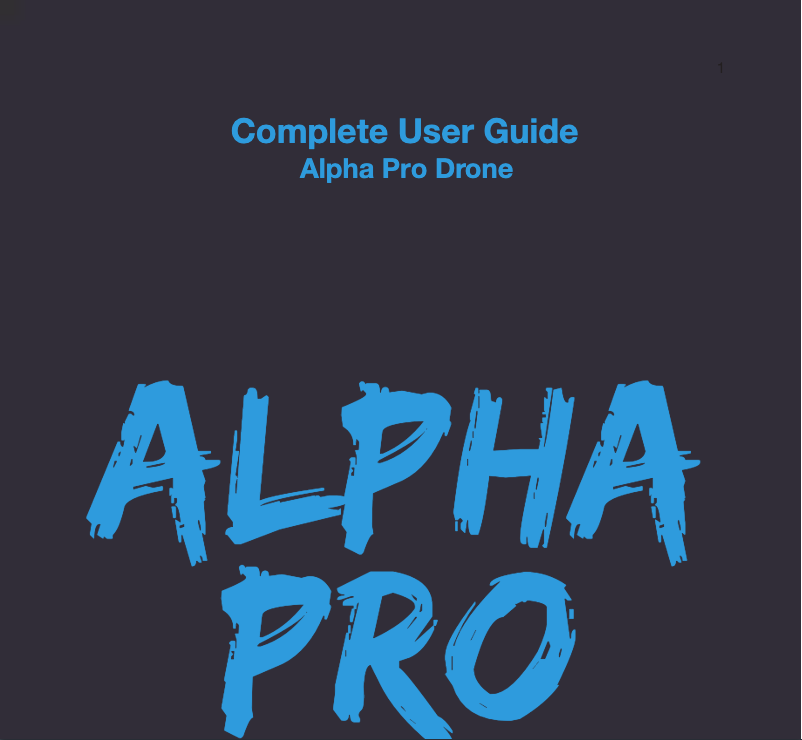 Image de la première page du manuel de l'appareil Alpha Pro Drone