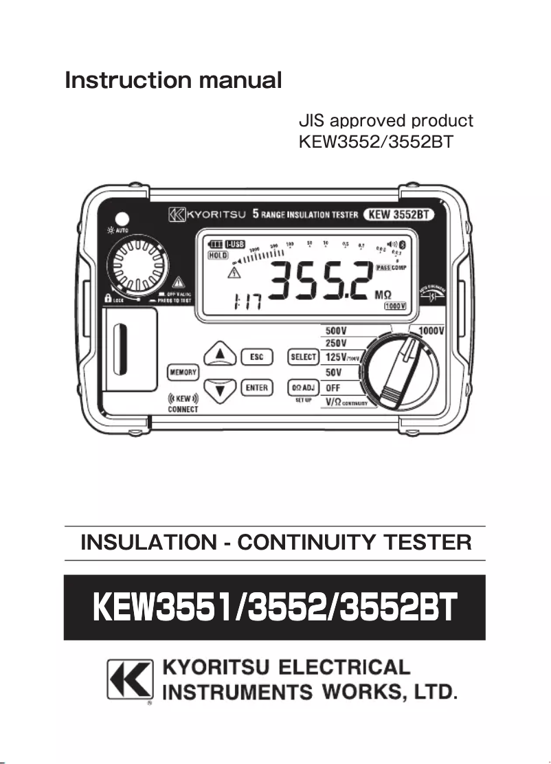 Page 1 de la notice Manuel utilisateur Kyoritsu KEW3552BT