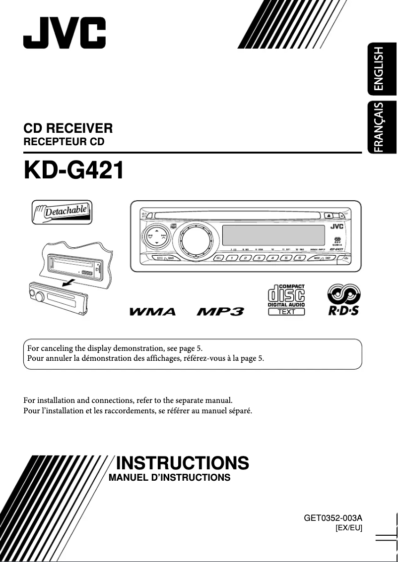 Image de la première page du manuel de l'appareil KD-G421