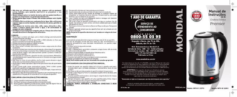 Page n°1 - Manuel utilisateur Mondial Premier CE-04