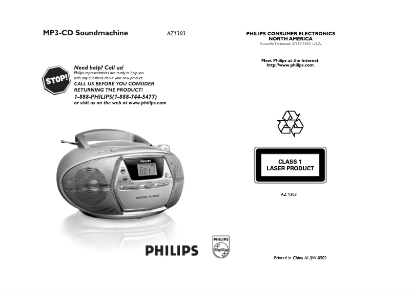 Page n°1 - Manuel utilisateur Philips AZ1303