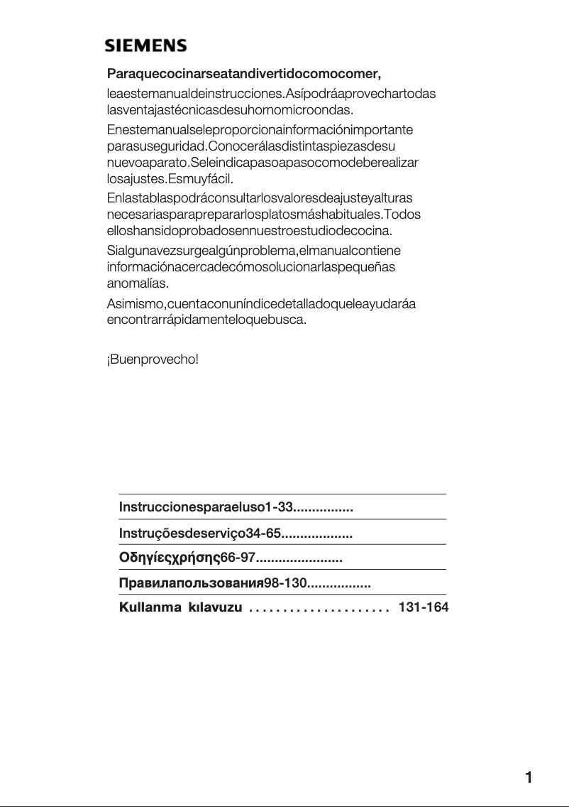 Page n°1 - Manuel utilisateur Siemens HF15M240
