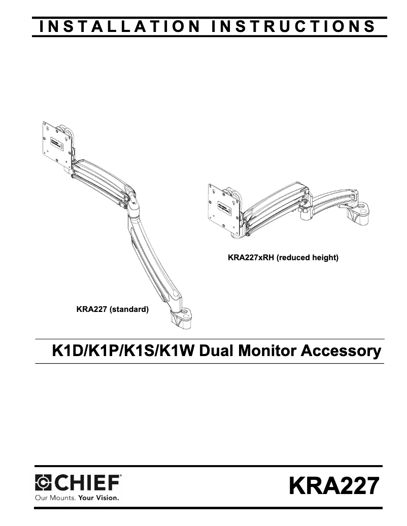 Page n°1 - Manuel utilisateur Chief Kontour KRA227SXRH