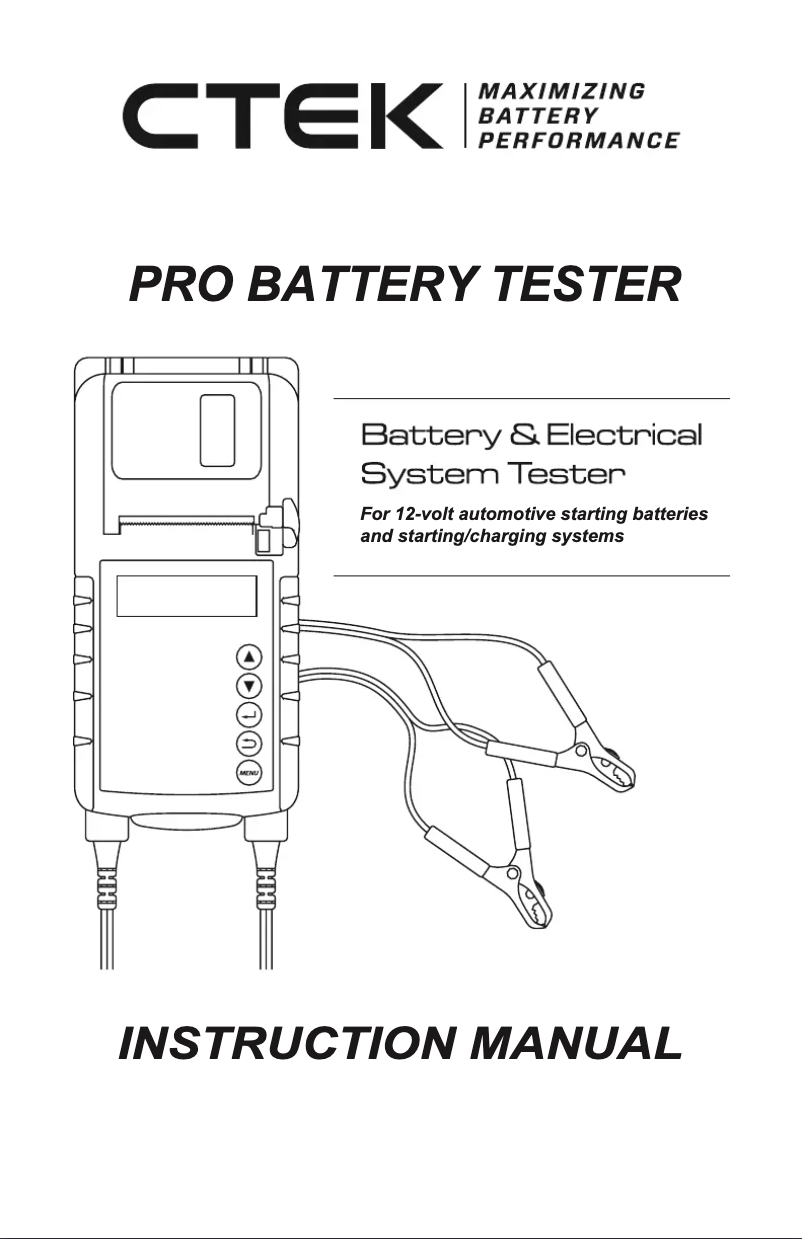 Image de la première page du manuel de l'appareil Pro Battery Tester