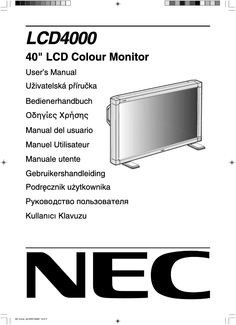 Imagen de la primera página del manual del dispositivo LCD4000
