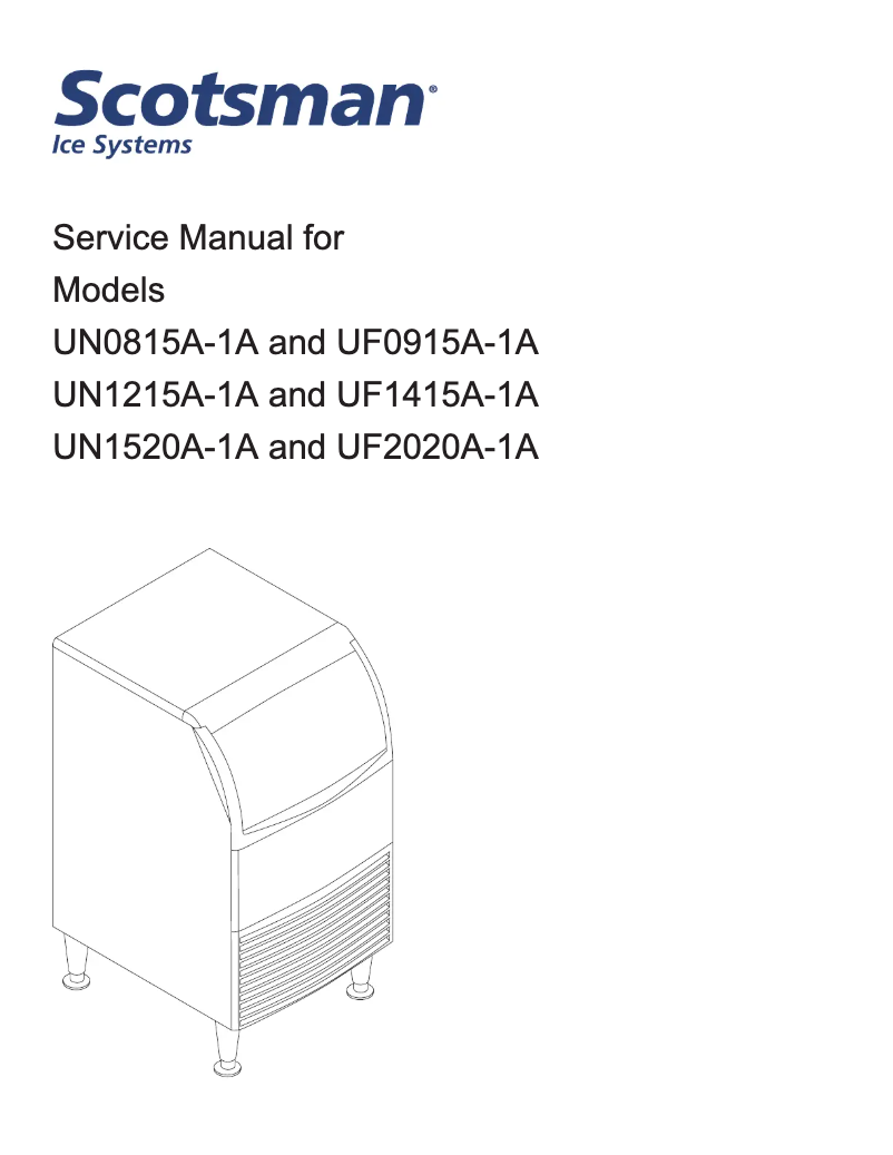 Page 1 de la notice Manuel utilisateur Scotsman UF0915A-1