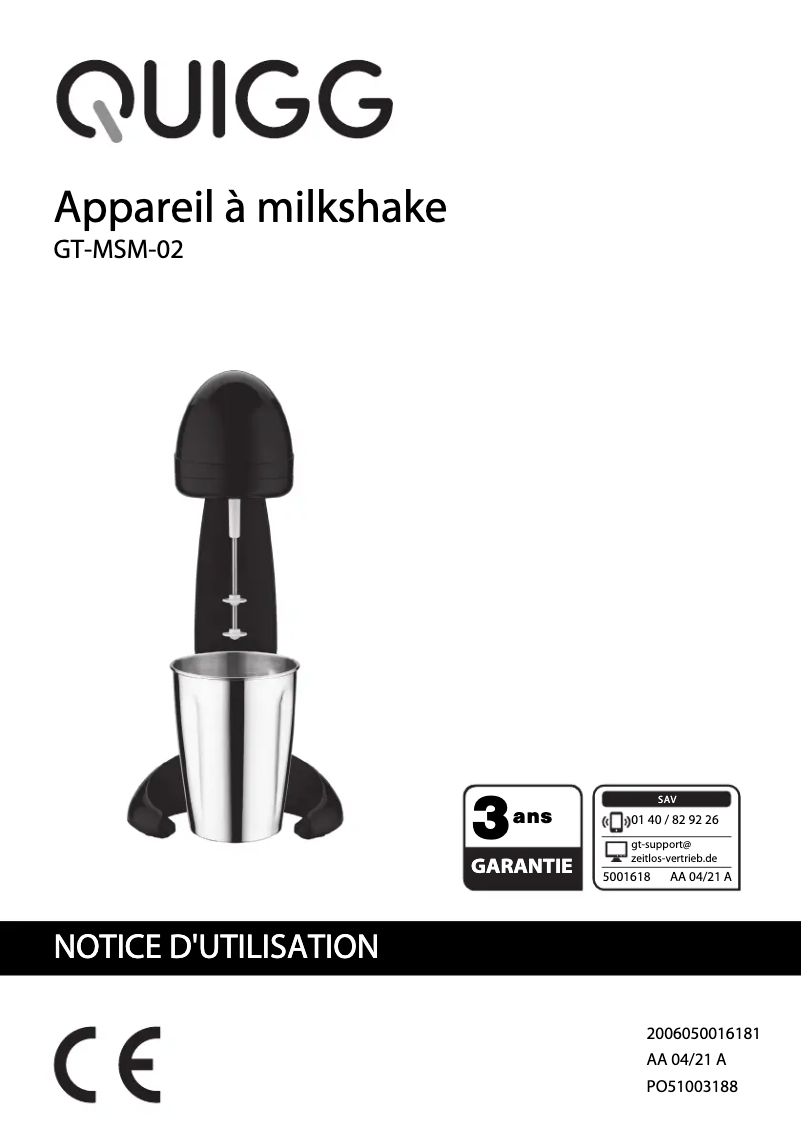 Page n°1 - Manuel utilisateur Quigg GT-MSM-02