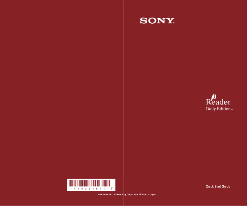 Page 1 de la notice Guide d'installation Sony Reader PRS-900