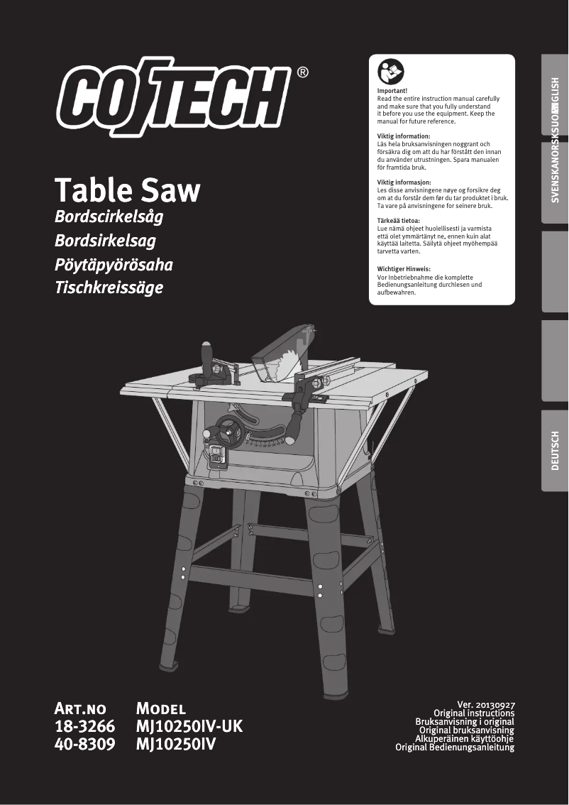 Page n°1 - Manuel utilisateur Cotech MJ10250IV