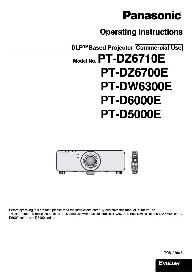 Page 1 of the manual User Manual Panasonic PT-DZ6710E