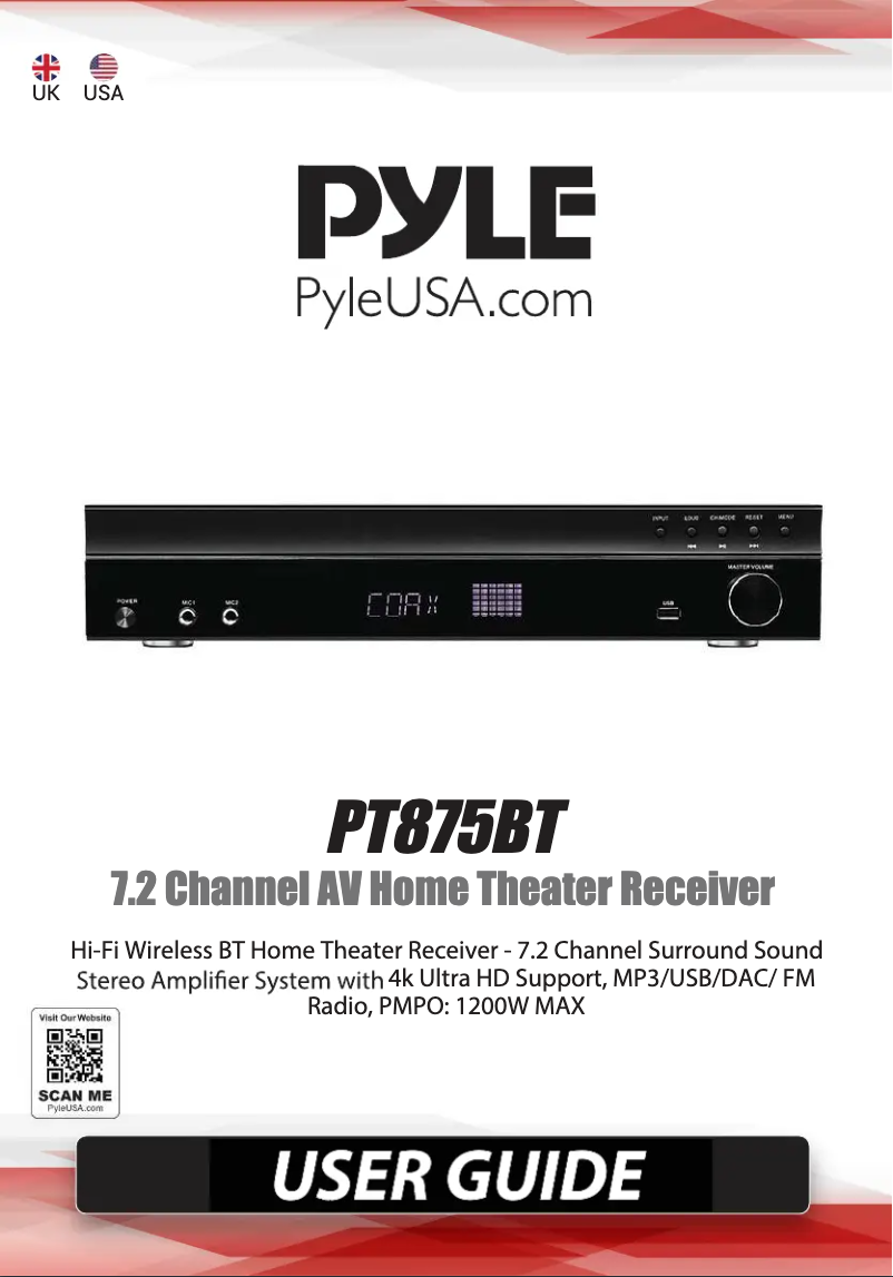 Page 1 de la notice Manuel utilisateur Pyle PT875BT