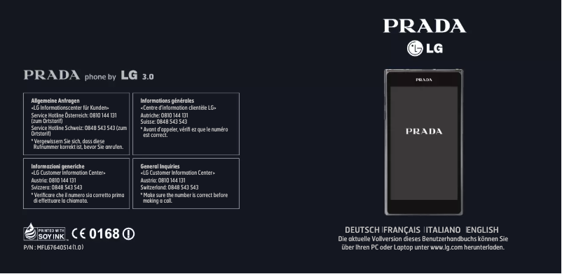 Page n°1 - Manuel utilisateur LG Prada